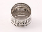 Brede zilveren ring met kabelpatronen afbeelding 3