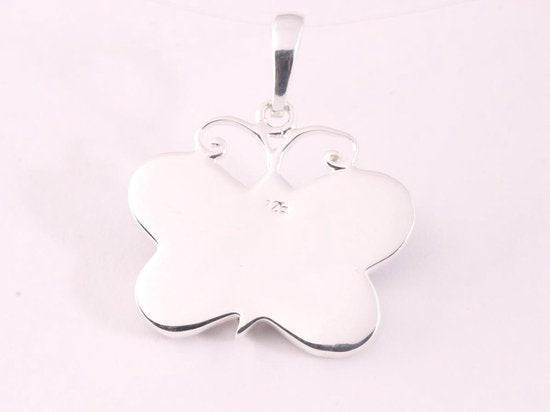 Zilveren vlinder hanger met blauwe schelp afbeelding 3