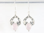 Bewerkte zilveren oorbellen met rozenkwarts afbeelding 3