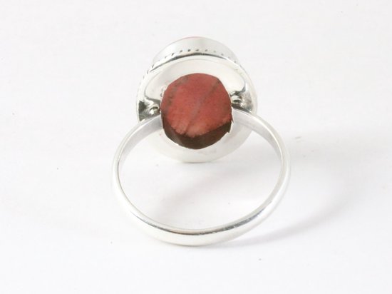 Bewerkte ovale zilveren ring met rhodochrosiet afbeelding 3