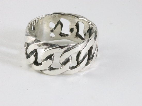 Zilveren ring met grote gourmet schakels afbeelding 2