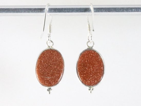 Zilveren oorbellen met goudsteen afbeelding 2