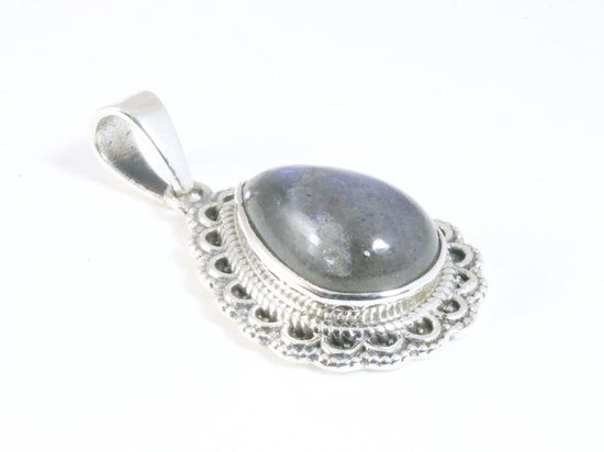 Bewerkte druppelvormige zilveren hanger met labradoriet afbeelding 2