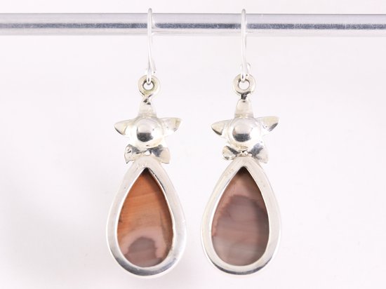 Zilveren oorbellen met bruine imperial jaspis afbeelding 3