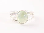 Opengewerkte zilveren ring met prehniet afbeelding 4