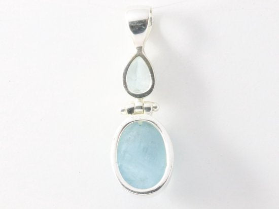 Zilveren hanger met aquamarijn en blauwe topaas afbeelding 3