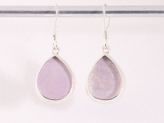 Druppelvormige zilveren oorbellen met roze fosfosideriet afbeelding 3