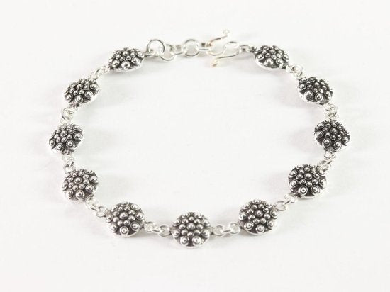 Zilveren armband met fijne bewerkte ronde schakels afbeelding 1