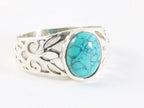 Opengewerkte zilveren ring met turkoois afbeelding 1