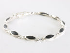 Hoogglans zilveren armband met onyx afbeelding 2