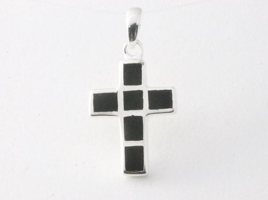 Zilveren kruishanger met onyx afbeelding 4