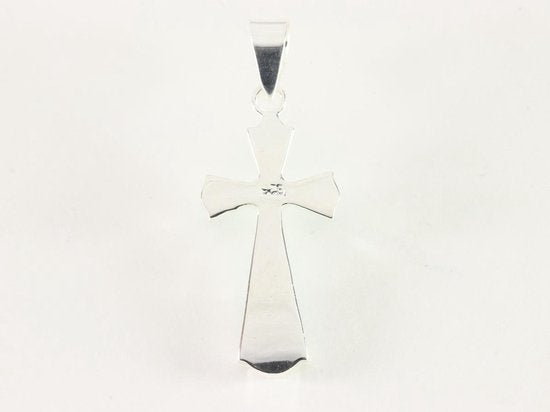 Zilveren kruishanger met groene turkoois afbeelding 3