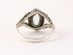 Fijne bewerkte zilveren ring met aqua chalcedoon afbeelding 3
