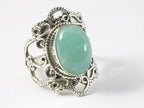 Bewerkte zilveren ring met groene amazoniet afbeelding 1
