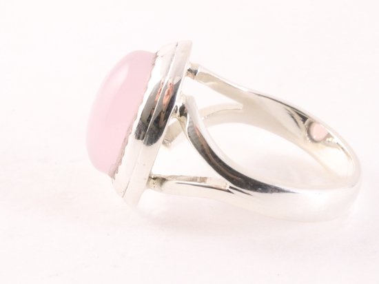 Bewerkte zilveren ring met rozenkwarts afbeelding 2