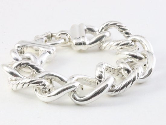 Zilveren armband met grote gourmet schakels afbeelding 2