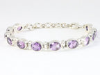 Zware hoogglans zilveren armband met amethist afbeelding 1
