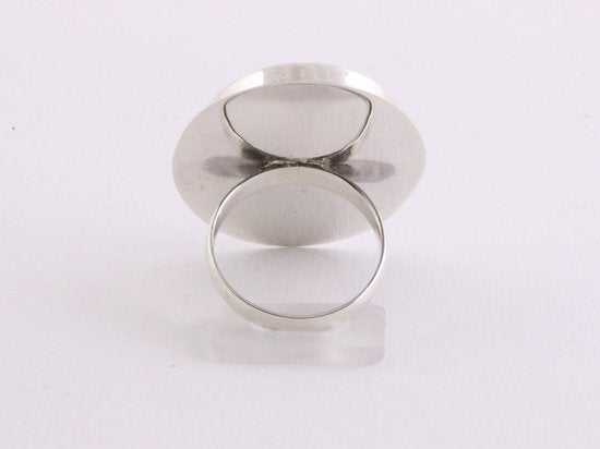 Grote ovale zilveren ring met blauwe turkoois afbeelding 3