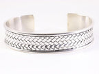 Zware zilveren klemarmband met vlechtpatroon afbeelding 1