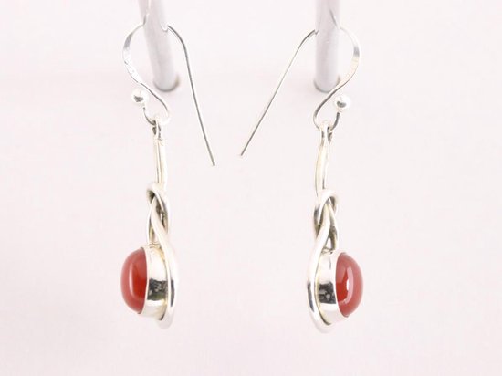 Zilveren oorbellen met carneool afbeelding 2