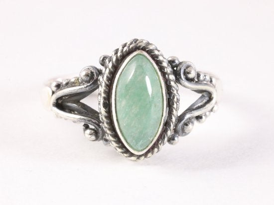 Fijne bewerkte zilveren ring met groene aventurijn afbeelding 4