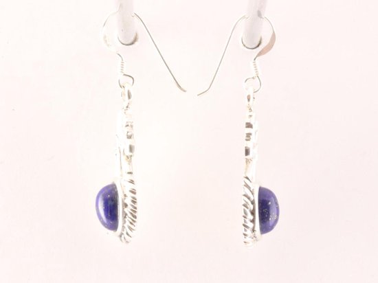 Bewerkte zilveren oorbellen met lapis lazuli afbeelding 2