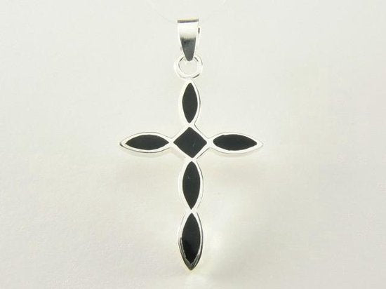 Zilveren kruishanger met onyx afbeelding 1
