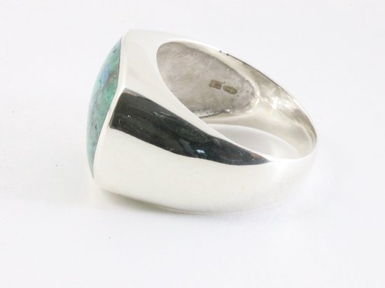 Zware zilveren ring met chrysocolla afbeelding 2
