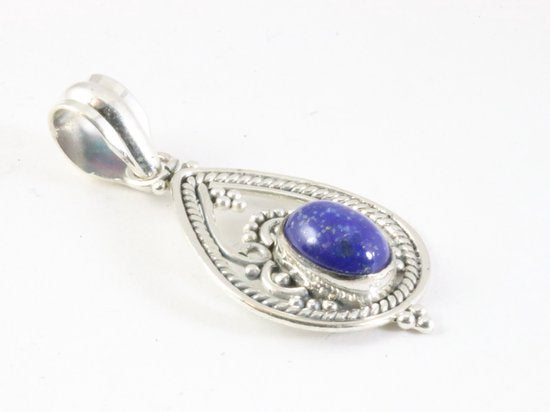Opengewerkte zilveren hanger met lapis lazuli afbeelding 2