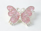 Zilveren vlinder broche met roze parelmoer afbeelding 1