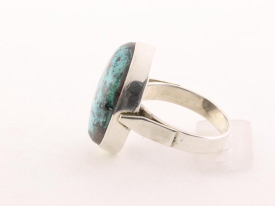 Ovale zilveren ring met chrysocolla afbeelding 2