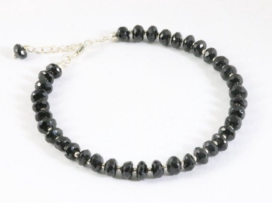 Armband van onyx en zilveren kralen afbeelding 1