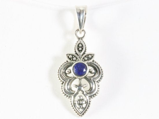 Bewerkte zilveren hanger met lapis lazuli afbeelding 4