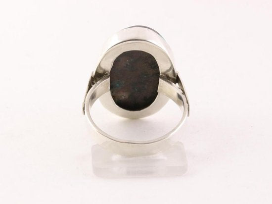 Ovale zilveren ring met chrysocolla afbeelding 3