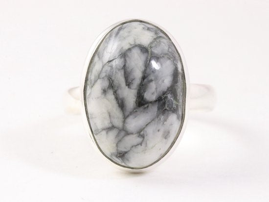 Ovale zilveren ring met pinoliet afbeelding 4