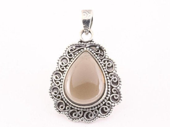 Bewerkte zilveren hanger met rookkwarts afbeelding 1