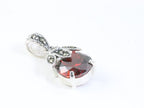 Fijne zilveren hanger met granaat en marcasiet aan ketting afbeelding 2