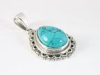 Bewerkte druppelvormige zilveren hanger met turkoois afbeelding 2