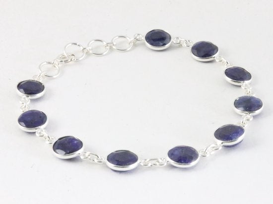 Zilveren armband met blauwe saffier afbeelding 2