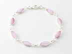 Hoogglans zilveren armband met roze parelmoer afbeelding 1