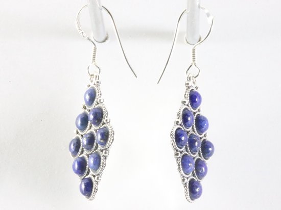 Bewerkte zilveren oorbellen met lapis lazuli afbeelding 2