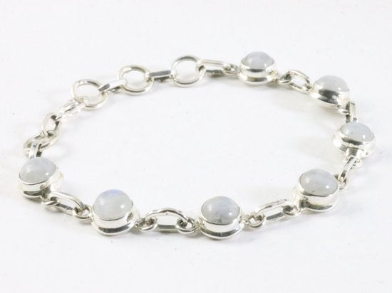 Zilveren armband met regenboog maansteen afbeelding 2
