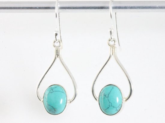 Opengewerkte zilveren oorbellen met turkoois afbeelding 1