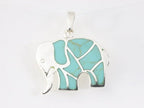 Zilveren olifant hanger met groene turkoois afbeelding 4