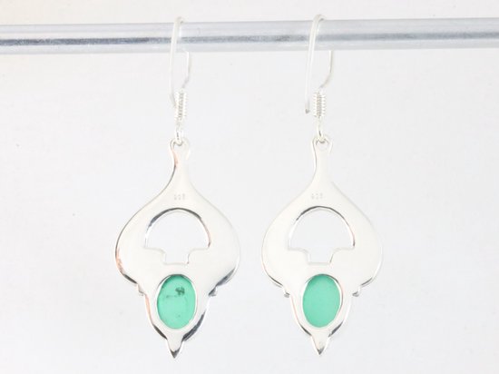 Bewerkte zilveren oorbellen met jade afbeelding 2