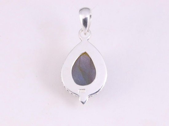 Bewerkte druppelvormige zilveren hanger met labradoriet afbeelding 3