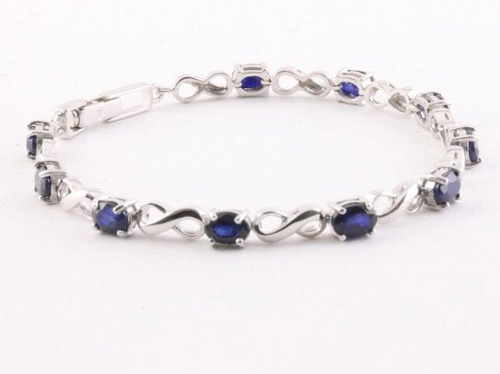 Zilveren tennisarmband met blauwe saffier afbeelding 2