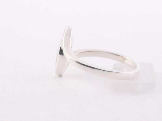 Fijne zilveren ring met lichtblauwe schelp afbeelding 2