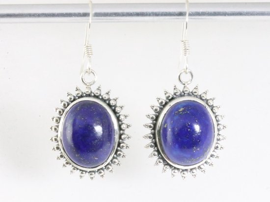 Bewerkte zilveren oorbellen met lapis lazuli afbeelding 4