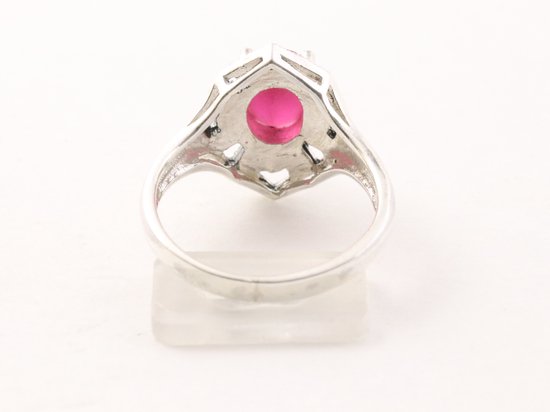 Zilveren ring met robijn en marcasiet afbeelding 3